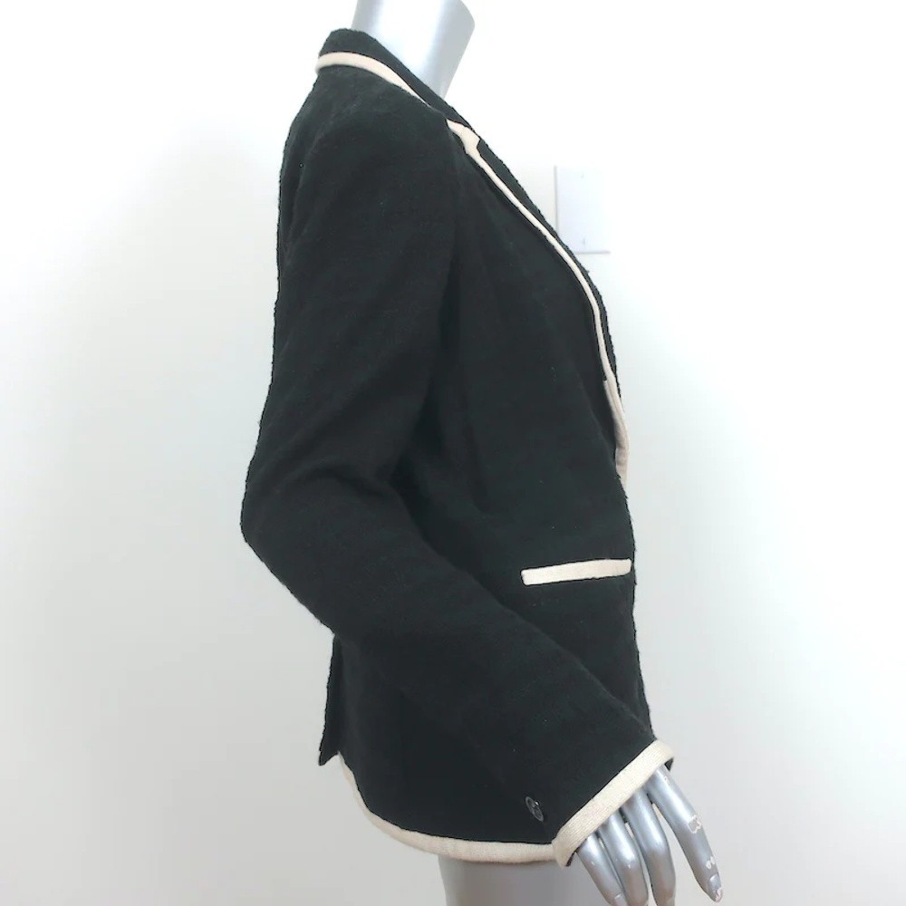 Isabel Marant Etoile Tweed Blazer Fania Black Cotton-Blend Size 42 - Picture 3 of 8